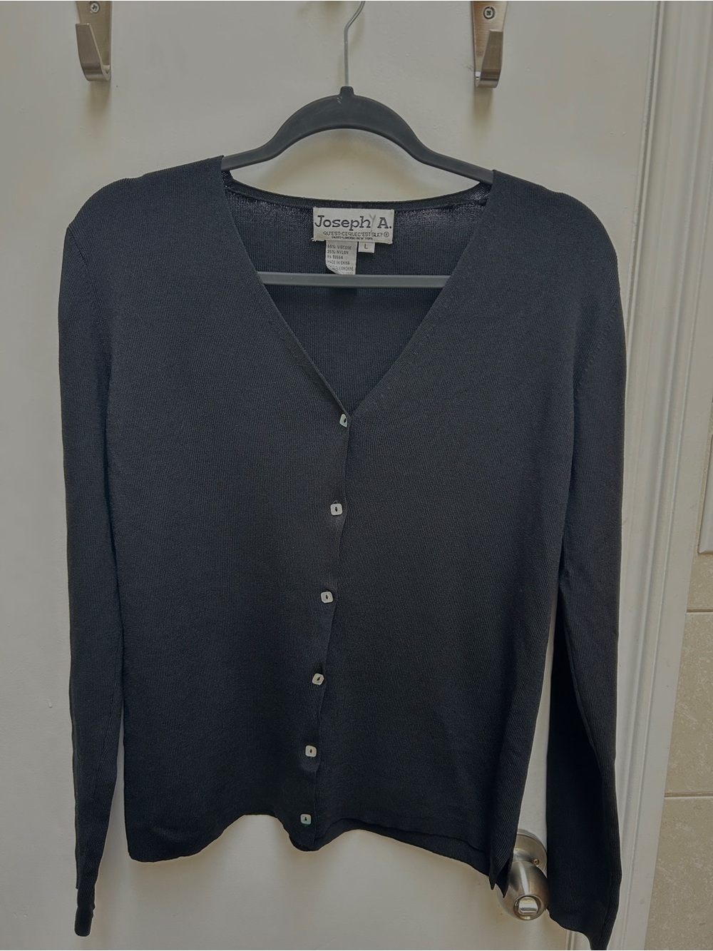 Joseph Black V-Neck Button-Front Cardigan